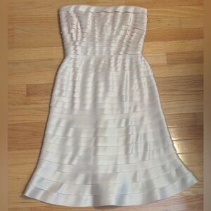 Tadashi Shoji Dress 10 Nude Blush Strapless Pleated Formal Cocktail Night Out